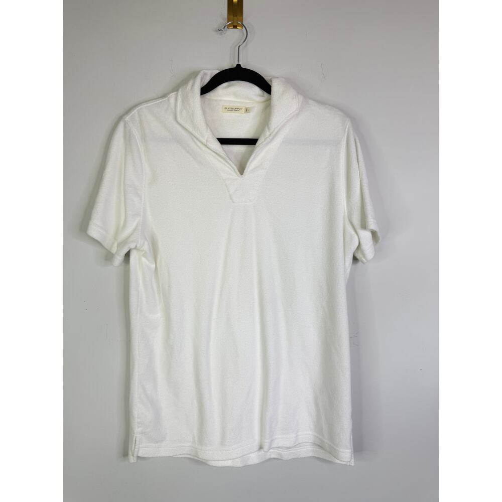 Suitsupply White Terry Cloth Polo Size Large
